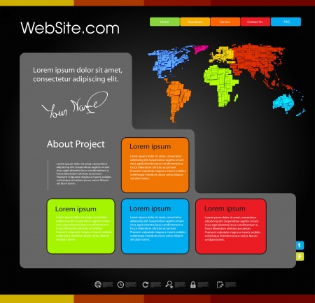 web design template with world map, easy editableのイラスト素材