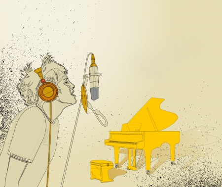 vintage retro music background のイラスト素材