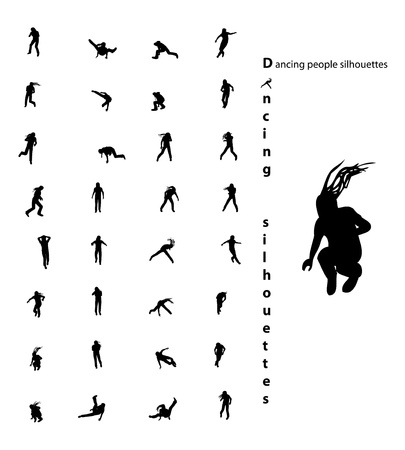 Dancing people silhouettes vector illustration のイラスト素材