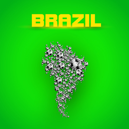   Map of Brazil with football ball  soccer ball    easy all editableのイラスト素材