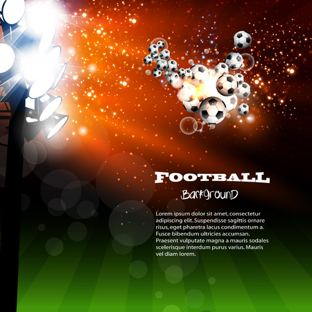 Football spotlight background with soccer ball, easy all editableのイラスト素材