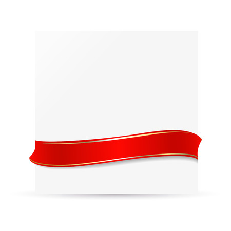 White card with ribbon, easy editableのイラスト素材
