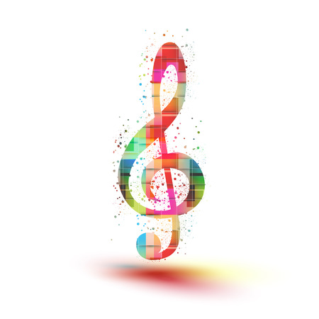 treble clef, musical color notes background, easy all editableのイラスト素材