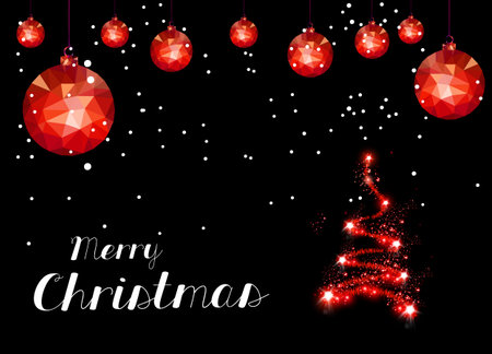 Merry christmas ball with tree easy all editableのイラスト素材