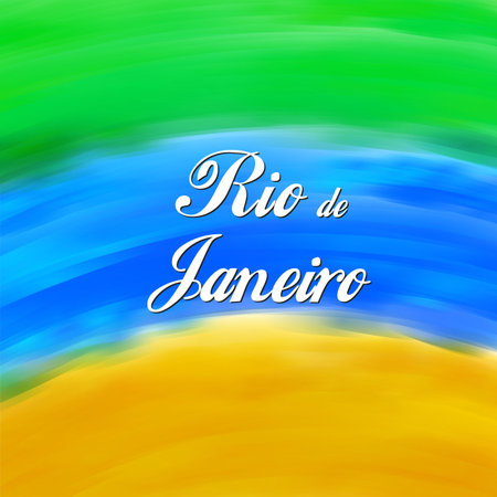Rio de Janeiro Brazil background watercolor colors Brazilian flag easy all editableのイラスト素材