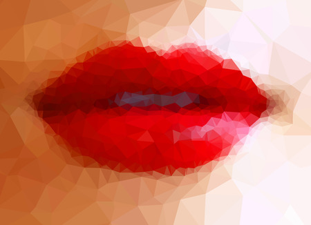 polygon lips illustration easy editableのイラスト素材