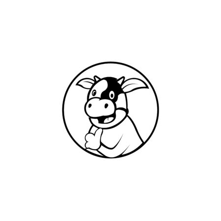 cartoon cow logo vector mascot,Fat cow cartoon icon, vector illustrationのイラスト素材