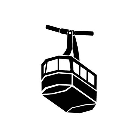 Ski cable lift icon for ski and winter sports. Design for tourist catalog, maps of the ski slopes, placard, brochure, flyer, booklet,gondola,  transportation 'gondola  logo symbol designのイラスト素材