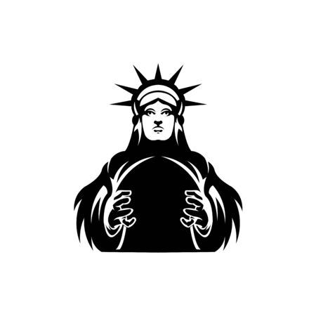 Liberty logo - vector illustration,Mascot of Libertas or Lady Liberty, the Roman goddess and embodiment of liberty wearing a crownのイラスト素材