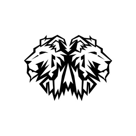Lion Head Logo Design Vector, Silhouette of Lion,head two lion  Vector illustrationのイラスト素材