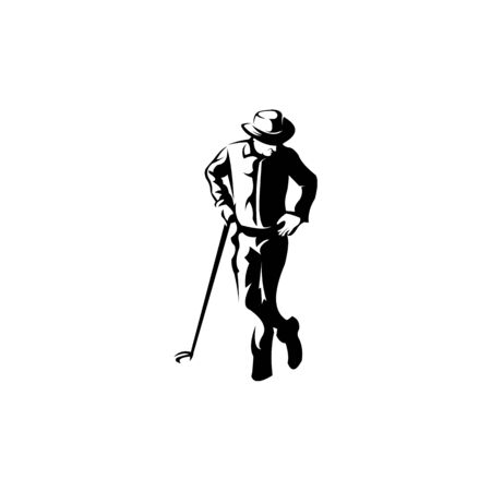 Golf player hits ball inspiration Logo design vector Golf club,man golferのイラスト素材