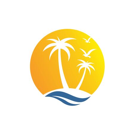 inspiration Summer holiday season, Tropical exotic beach sunset ocean seaのイラスト素材