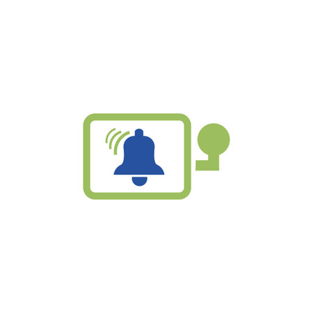Message notification bell outline flat logo for apps