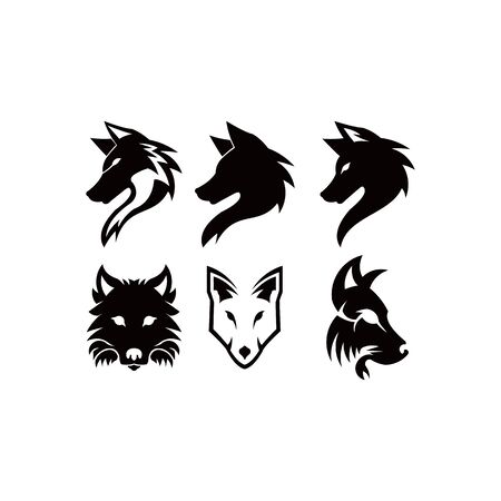 Silhouette of the wolf. Vector logo. wildlife. Wild wolf. Vector illustration.のイラスト素材