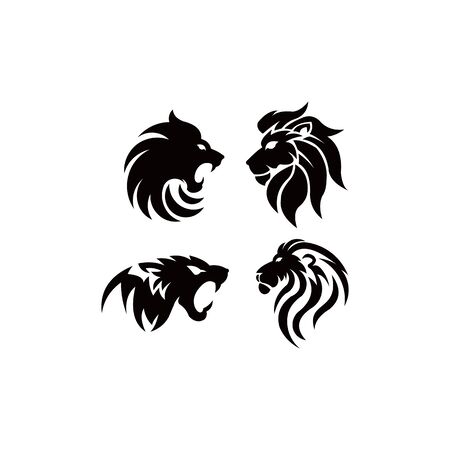 Lion head - vector logo template creative illustration. Animal wild cat face graphic sign. Pride, strong, power concept symbol. Design element.のイラスト素材