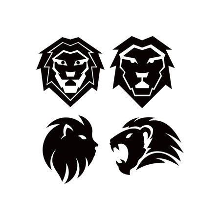 Lion head - vector logo template creative illustration. Animal wild cat face graphic sign. Pride, strong, power concept symbol. Design element.のイラスト素材