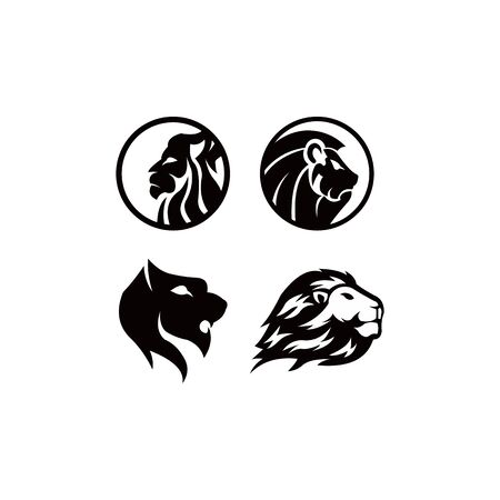 Lion head - vector logo template creative illustration. Animal wild cat face graphic sign. Pride, strong, power concept symbol. Design element.のイラスト素材