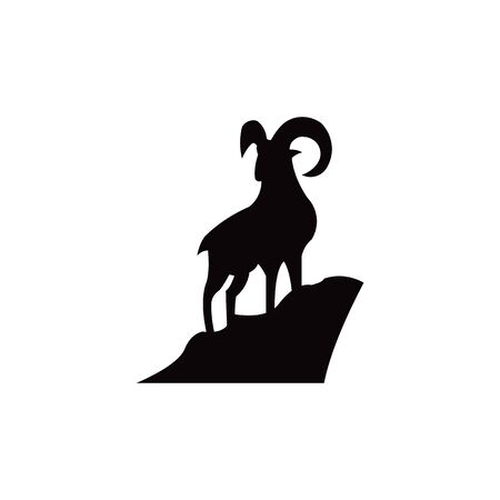 Silhouette of a mountain mammal goat animal .のイラスト素材