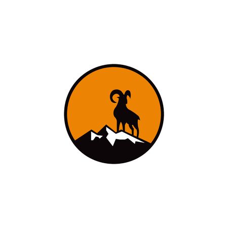 Silhouette of a mountain mammal goat animal .のイラスト素材