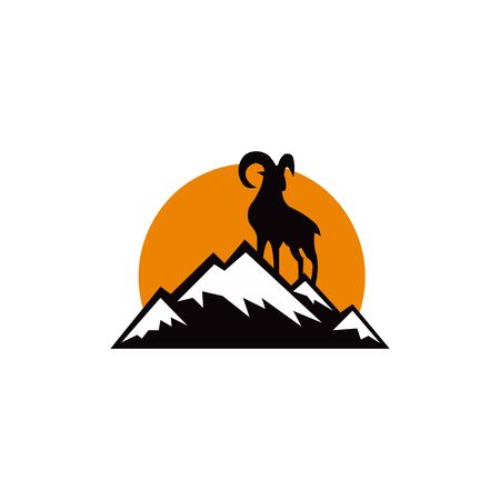 Silhouette of a mountain mammal goat animal .のイラスト素材