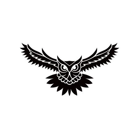 Owl logo - vector illustration. Emblem design on white backgroundのイラスト素材