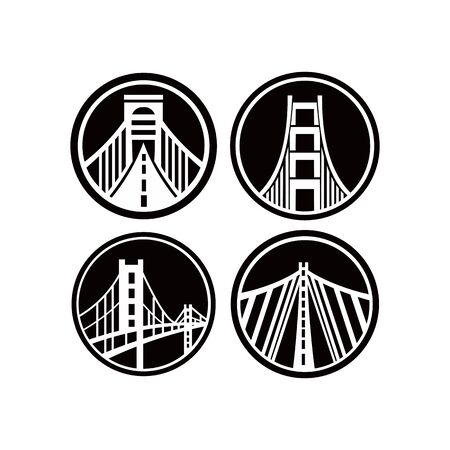 Bridge logo design emblem template. City landmark building icon vector illustrationのイラスト素材