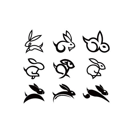 animal Rabbit one line art logo design. Simple black and white vector illustrationのイラスト素材