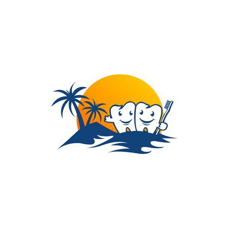 Beach vacation logo design, Summer holiday vector design,dental logoのイラスト素材