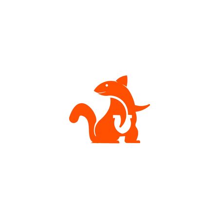 animal Squirrel icon, Squirrel logo template,Squirrel vector icon on white background, Flat vector squirrel icon symbol sign from modern animals collection for mobile concept and web apps design.のイラスト素材