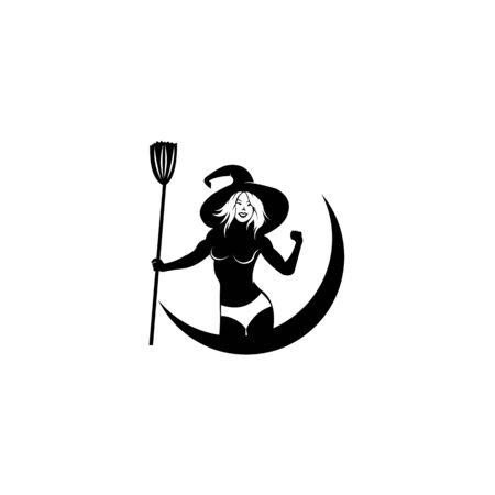 vector the witch sat on the moon , Clothes, Halloween, Vector witch can be used for topics like holiday, Halloween, magicのイラスト素材