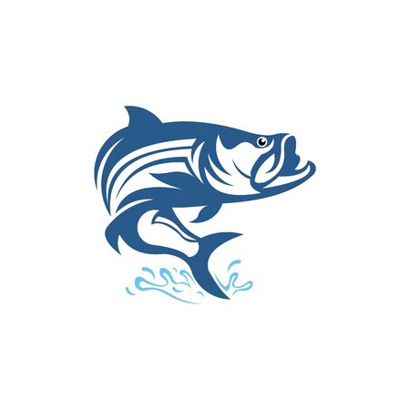 logo Fishing fish with rod club , Fishing theme logo fish.のイラスト素材