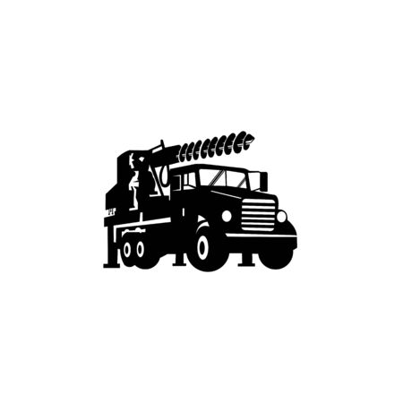 Driller truck  vector design Construction machine symbol illustrationのイラスト素材
