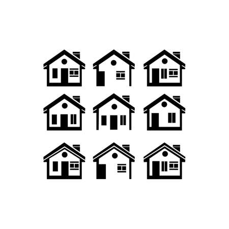 Set of outline Home Icon , Collection Home vector, Home Icon flat, Homepage Vector design house  icon, House logo icon vectorのイラスト素材