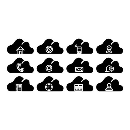 cloud contact  icon flat symbol vector, with contact us set icon vectorのイラスト素材