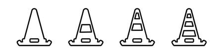 cone icon in different style vector,two colored and black cone vector icons designed,traffic cone icon set, barrier symbol vector Illustrationのイラスト素材