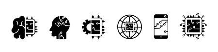 Artificial intelligence icons set. robot set of artificial intelligence vector illustration on white background.のイラスト素材