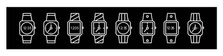 Time clock line icons  Alarm and Smartwatch Time  24 hour clock,Set of Timer vector icons Count down Timer,Stopwatch icons set Timer symbolのイラスト素材