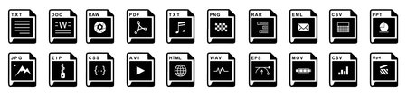 Big Collection of vector icons, file extensions diverse icons set - A set of computer files and software icons stock vectorのイラスト素材