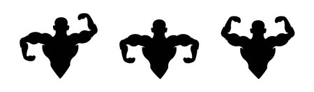 GYM logo vector icon illustration,Fitness club logo with exercising athletic man and woman  vector illustration.のイラスト素材