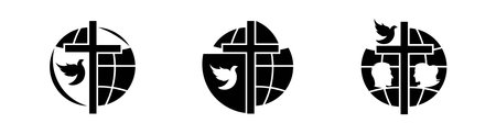 Church icon set for design on white background , Christian symbols. The Cross of Jesus, vector Illustrationのイラスト素材