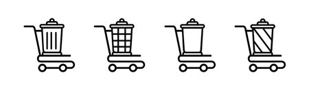 trash trolley  open icon Vector illustration design, icon set  Garbage or rubbish collection.のイラスト素材