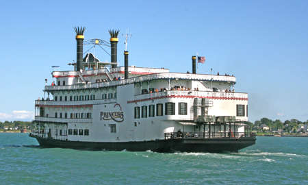 A river boat used for cruises and dinnersの写真素材