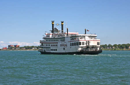 A river boat used for dining and cruisingの写真素材