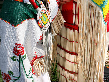 Beautiful Native American beaded women's clothingの写真素材