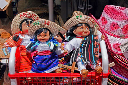 Several colorful Mexican dollsの写真素材
