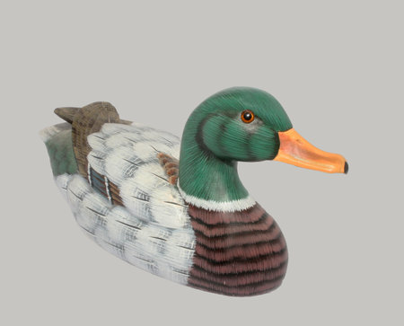 hand carved and hand painted wooden ducksの写真素材