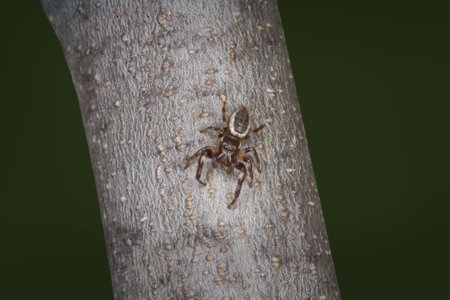 a small 1/4-inch blue-eyed jumping spider