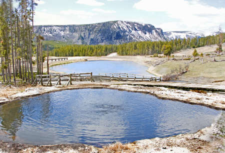 hot springs in Yellowstone Park, Wyomingの写真素材