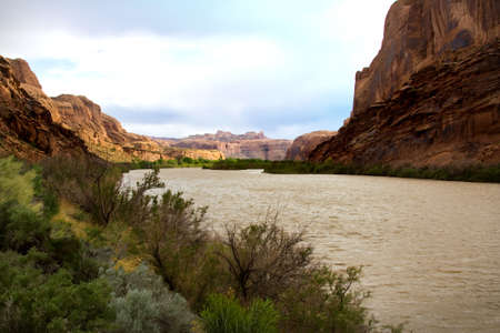 the river flowing from the Buffalo Bill Dam reservoirの写真素材