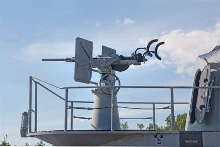 an antiaircraft machine gun on a submarineの写真素材